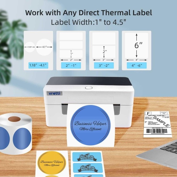 NEW Thermal Label / Sticker Printer Compatible with Windows, Mac, and Linux - Picture 3 of 4
